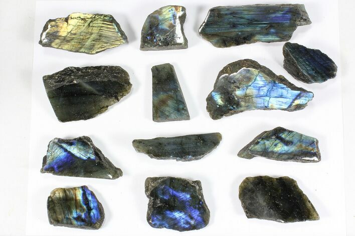 Lot: kg One Side Polished Labradorite - Pieces #84479